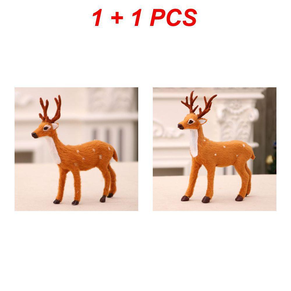 1/2/3pcs Simulation Sika Deer Ornaments Plush Toys Christmas Reindeer Figurine Decor Dolls Animal Model Christmas Ornaments Gift