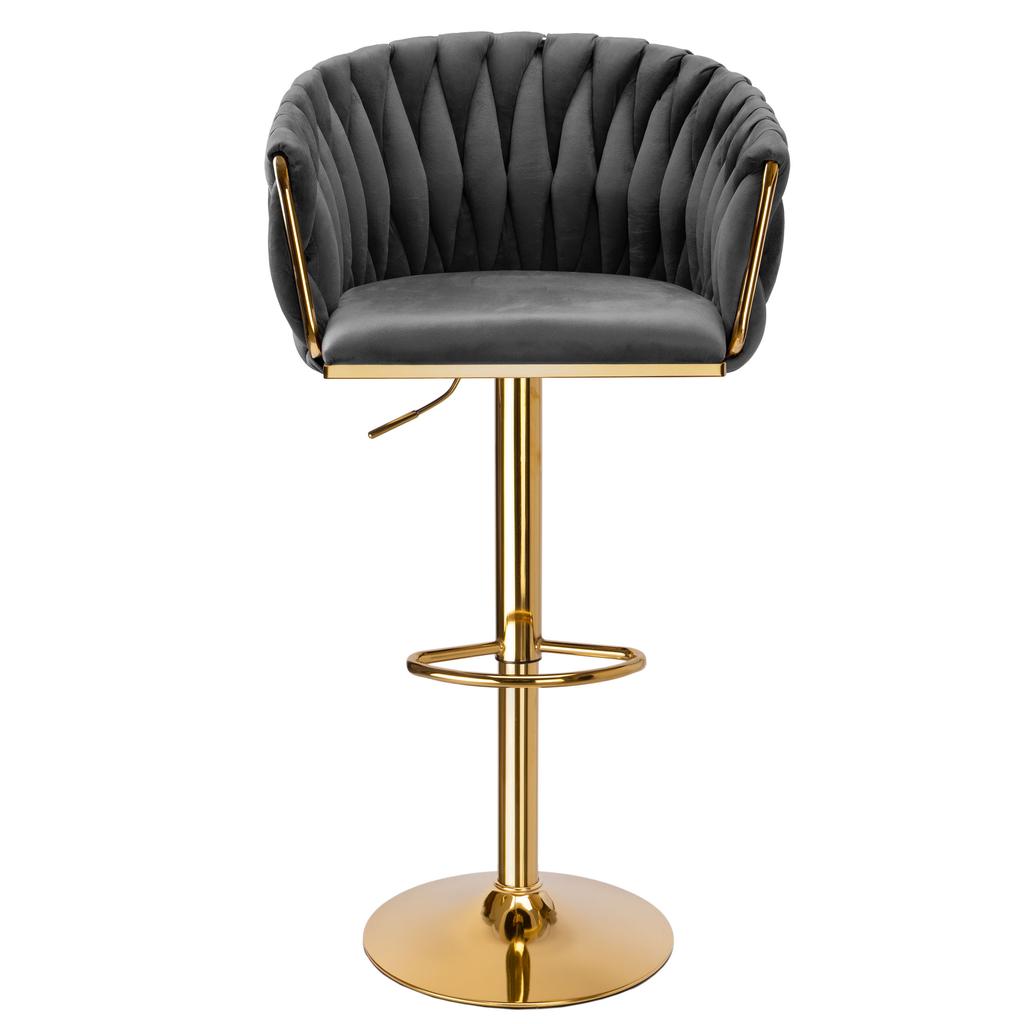 Cofton Gold Graphite Velvet Bar Stool