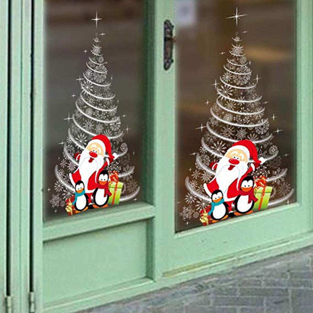 Removable Santa Pattern Wallpaper Christmas Mural Decal Art Wall Door Window Sticker Living Room Decor