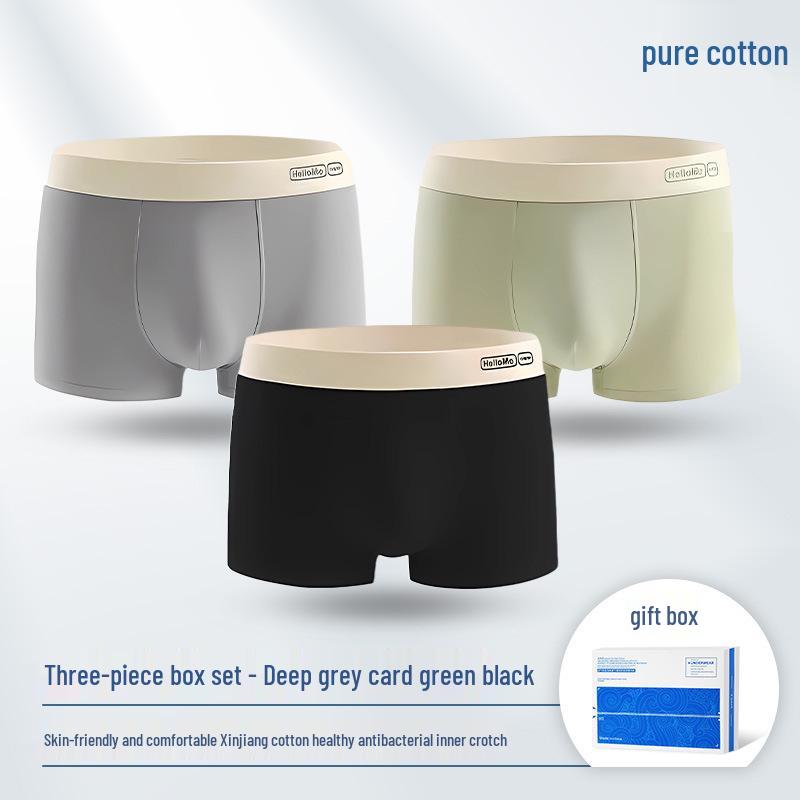 Men's 7A Antibacterial Pure Cotton Boxer Briefs - Breathable Sports Underwear for Teens and Adults