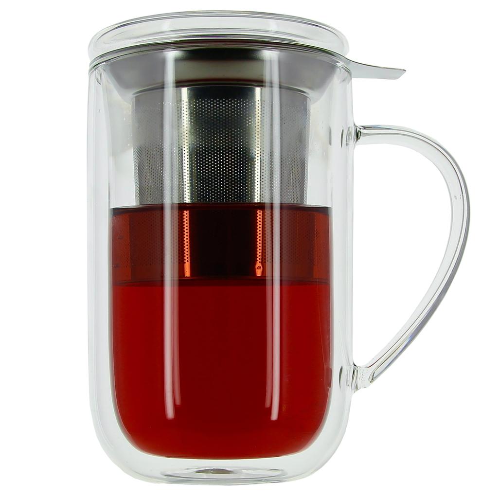 Winter Tea Mug Thermal Glass With Infuser And Steel Strainer