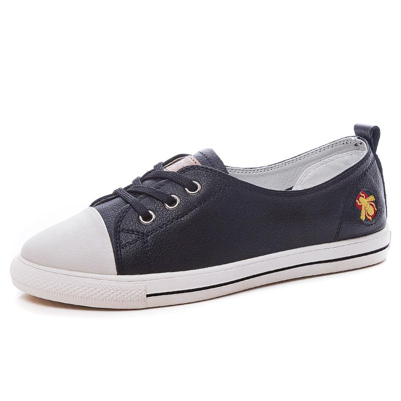 

Празднуйте Летняя Кожа Женская Повседневная Белая Вулканизированная Обувь Кроссовки Удобные Балетки 2025 Женская Обувь Слипоны Мелкая 35 чёрный