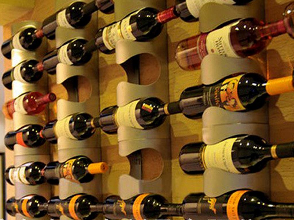 WR1 Wine Rack Holder, Holds 3 or 4 Bottles, Wine Bottle Storage Case, Stand, Interior Display (Holds 4 Bottles)