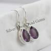 Natural Amethyst Earrings-Handmade Silver Earrings-925 Sterling Silver-Teardrop Amethyst Earrings-February Birthstone-Dangle Drop Earrings