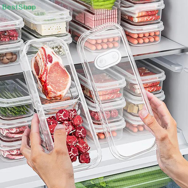 Rectangular Multi-grid Refrigerator Food Fresh-keeping Box,Transparent Plastic Sealing Box