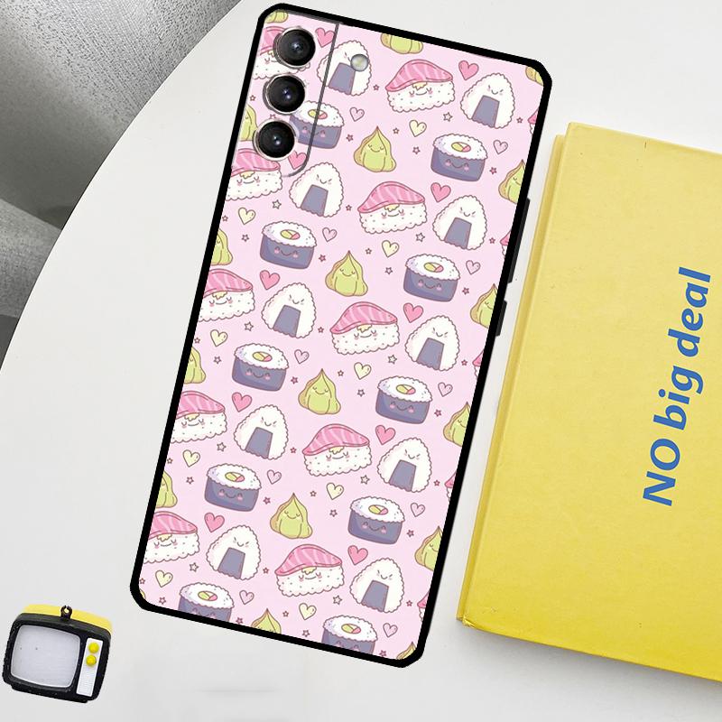 Kawaii Sushi Crowd Phone Case For Samsung Galaxy S25 Ultra S20 S21 S22 S23 Plus S24 Ultra S9 S10 S25 FE Cover