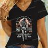 Retro Cowgirl Wild and Free Printed T-shirt Vintage Desert Cowgirl Shirt Design V-neck Casual Tops Western Cowgirl Spirit Tshirt