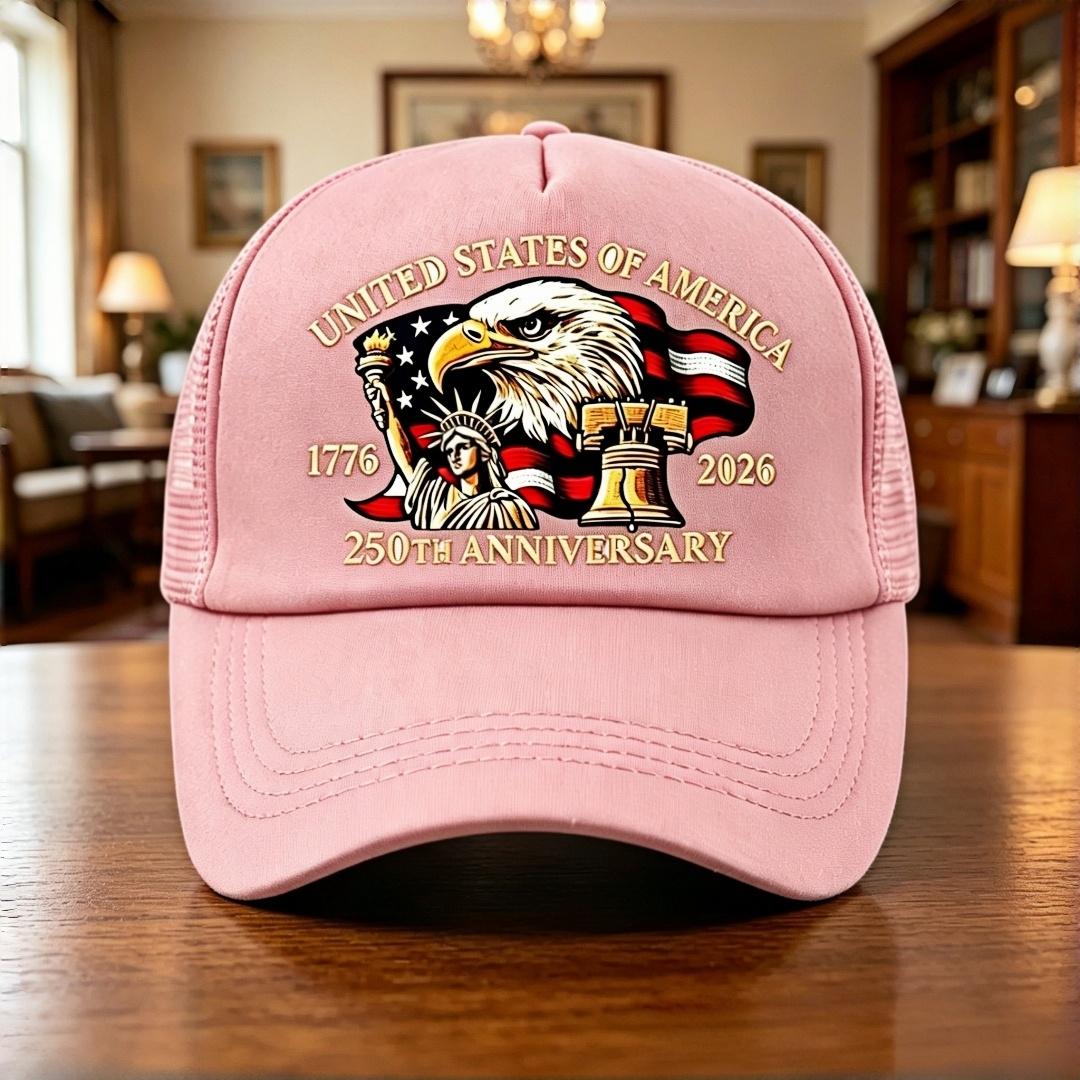 Us 250Th Anniversary 1776- Trucker Hat Eagle Print Mesh Baseball Cap Adjustable