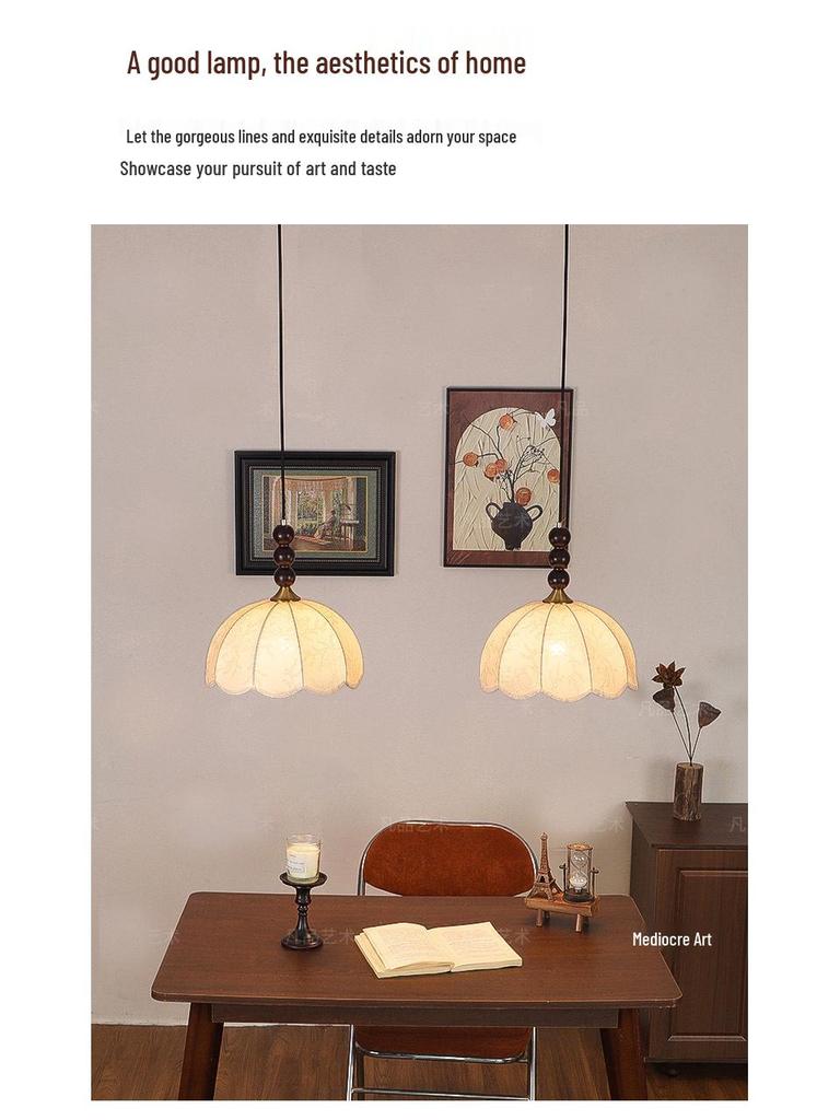 French Vintage Double Head Pendant Light - Retro Wabi-Sabi Style for Dining, Bedroom, or Study