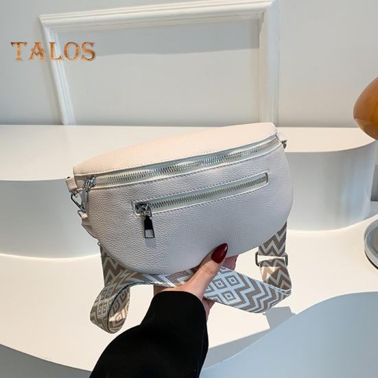 Unisex Crossbody Bauchtasche aus Kunstleder mit mehreren Reißverschlusstaschen Hüfttasche mit verstellbarem Gurt für Reisen Arbeit Sport