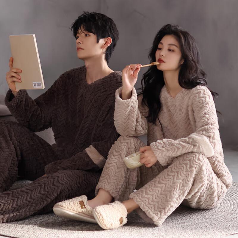 Autumn Winter Couple's Warm Pajama Set