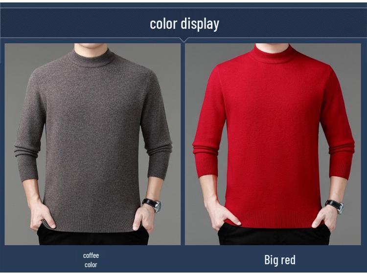 Herren Business Casual dicker Kaschmirpullover - Neuer Stil, Halbhoher Rundhalsausschnitt, 100% Reines Kaschmir, Hochwertige Basisschicht
