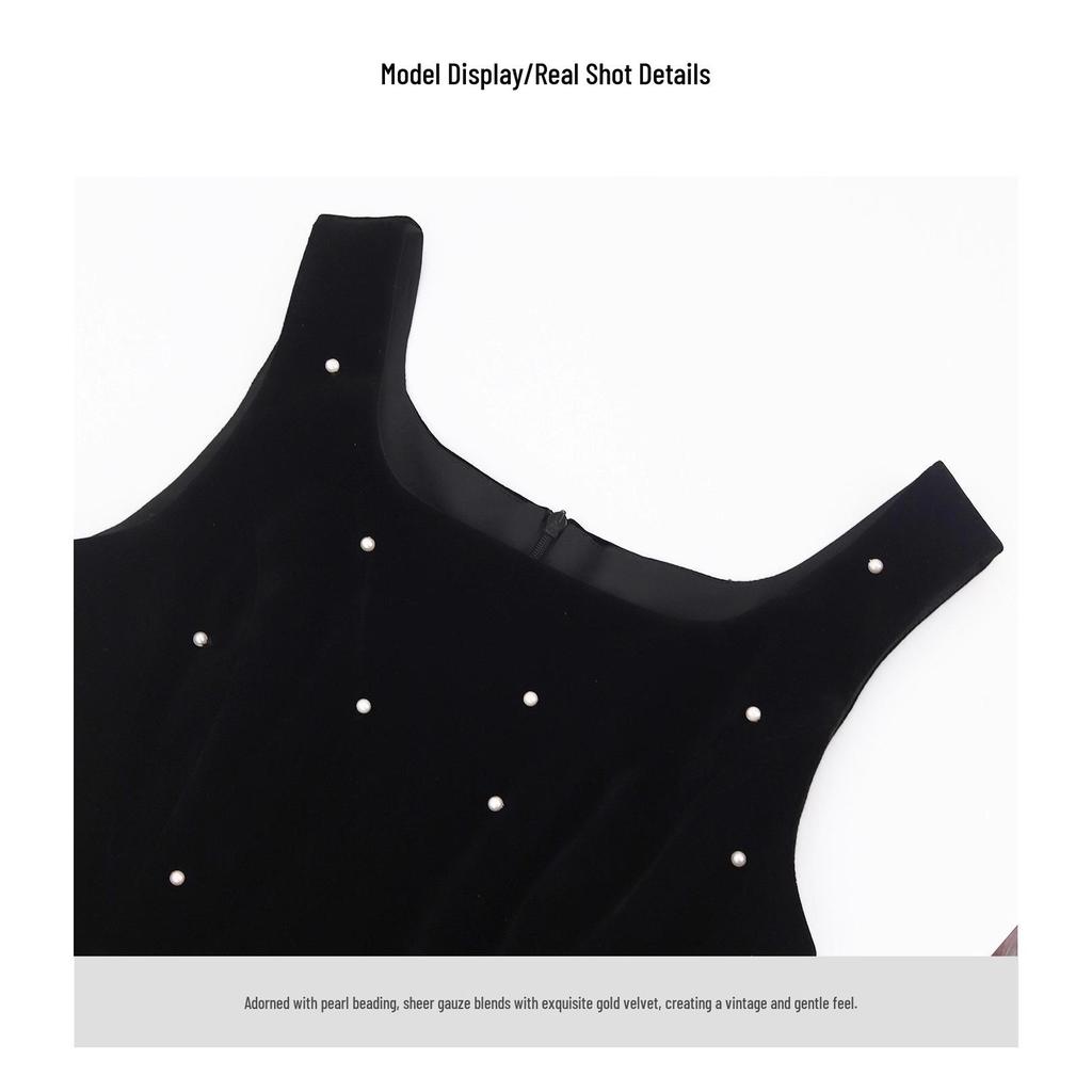 2025 Autumn/Winter French Chic Waist-Cinched Sleeveless Elegant Petite Midi Dress