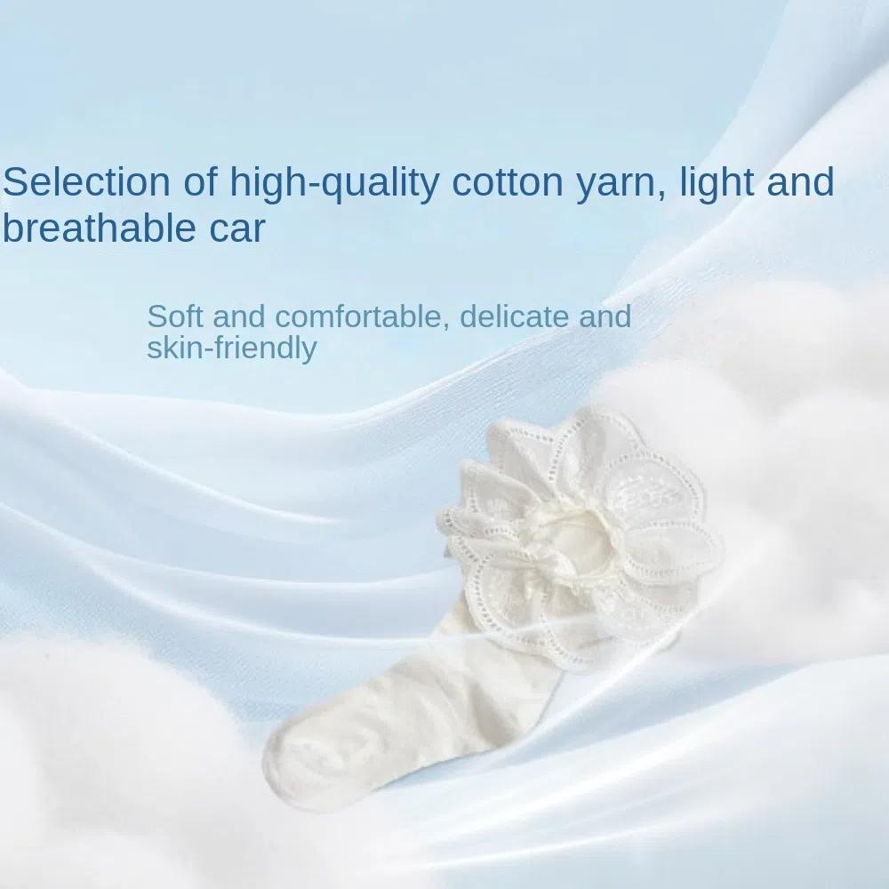 White Embroidered JK Cotton Socks Ballet Style Women Hosiery Elastic Ruffle Socks  Women