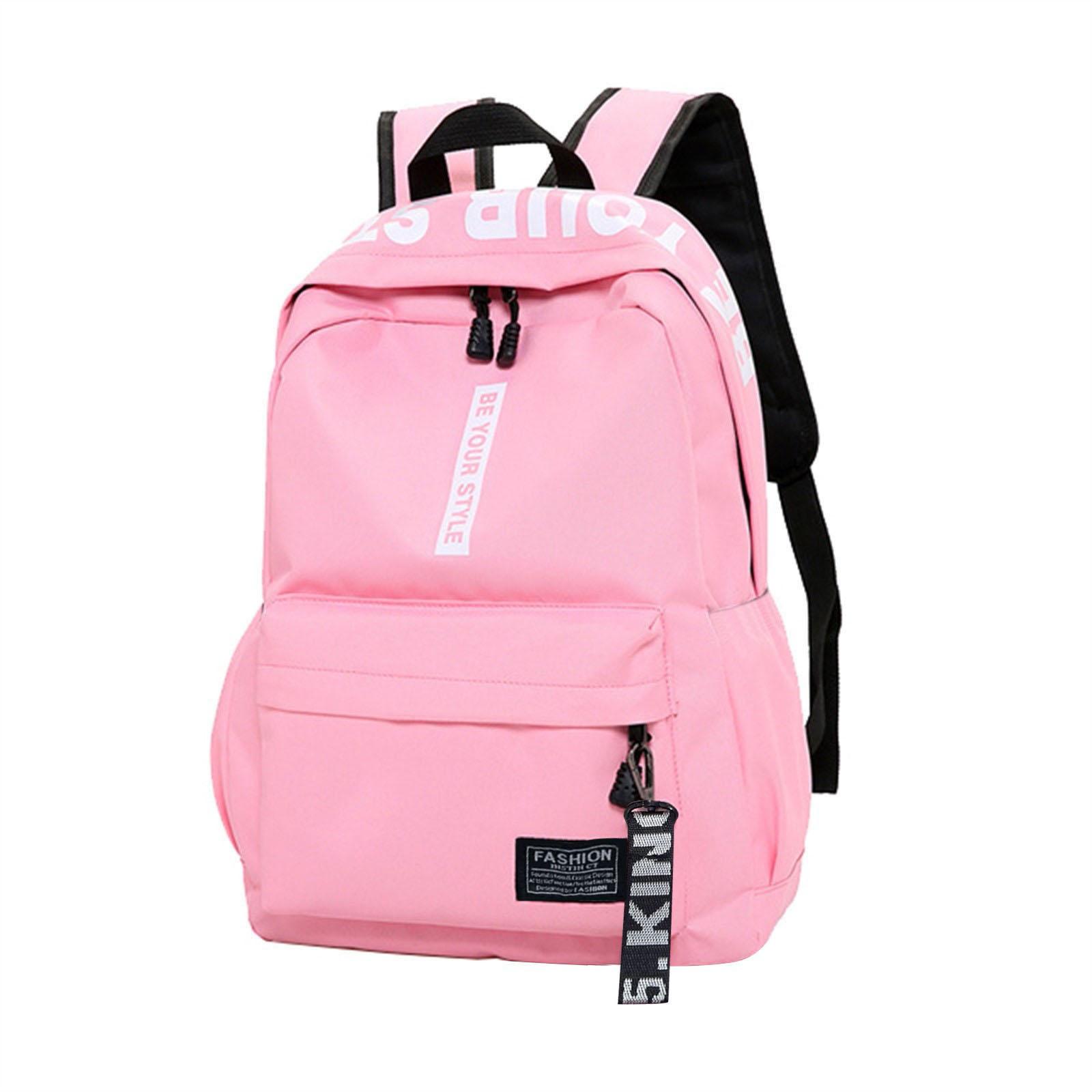 

Large Capacity Color Nylon Casual Backpack School Bag One Size рожевий