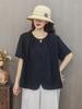 Summer New Modal Cotton Linen Loose Oversized V-Neck Sweatshirt Shirt Women's T-Shirt