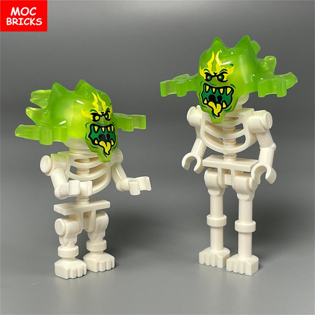 Non-Toxic Moc Bricks Halloween Luminous Helmet Action Figure Ghost Building Blocks Accessories Kids Gifts Kids Toys