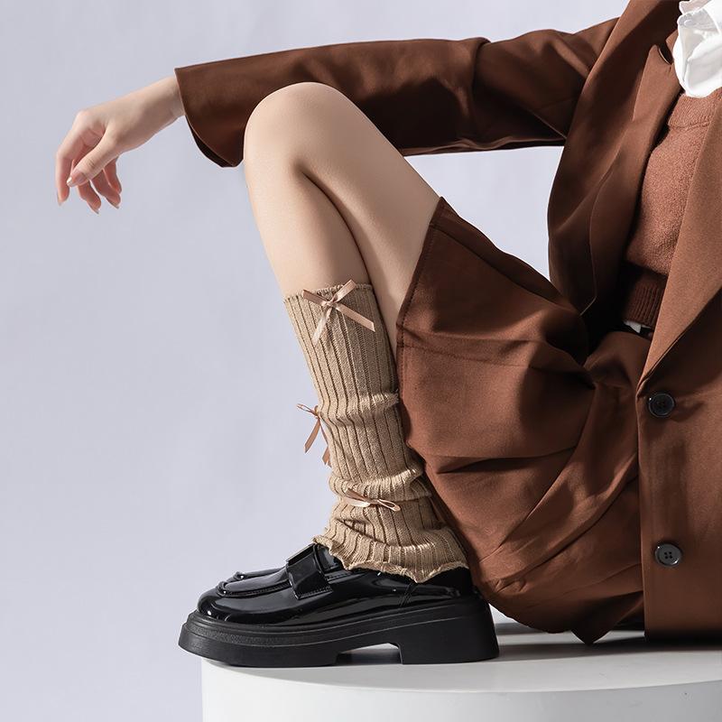 Socks Spring And Autumn Bow Stacking Socks Lolita Ballet Style Long Tube Cute Girl Knitted Calf Cover