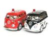 KINSFUN Volkswagen Car Fire Truck Mini of 2 Diecast Metal Miniature Cars Bus/Police & Pull-Back Car/Set (Microbus)