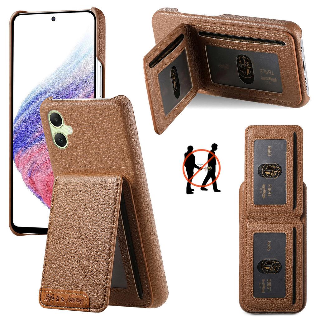 For Samsung Galaxy A06 4G/5G Case RFID Blocking Card Holder Litchi Texture Leather Back Cover