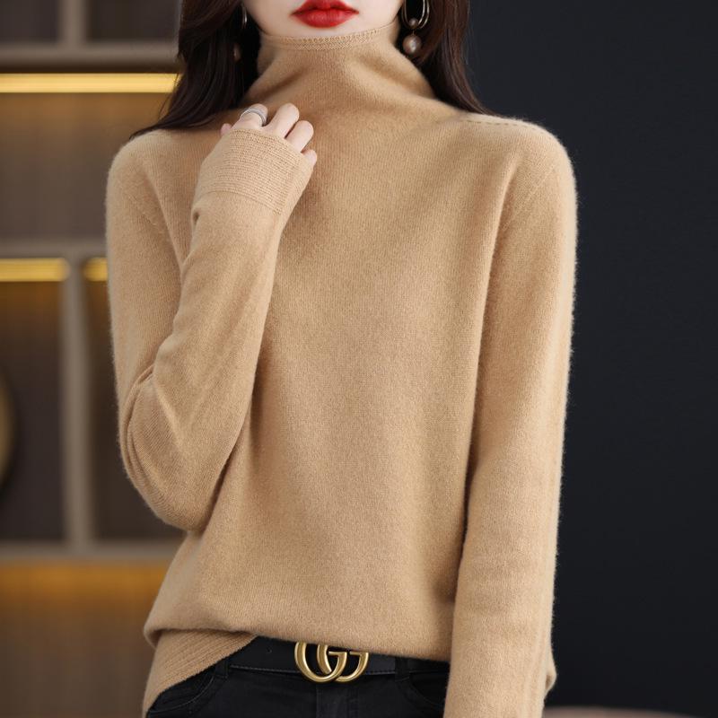 

Women s 100% Wool Cowl Neck Pullover Sweater: Cross-Border Autumn/Winter Knitwear Base Layer. XXL