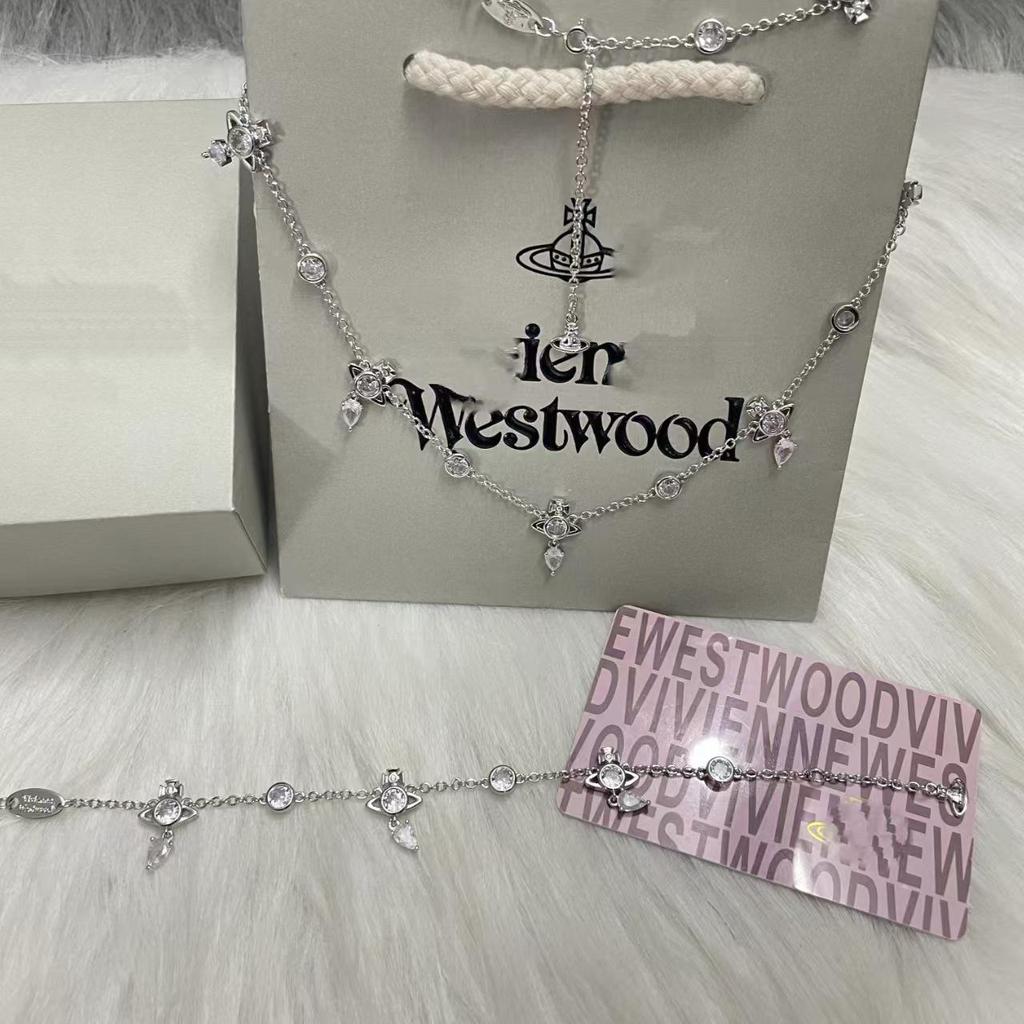 High-Edition Marquise-Cut Diamond Drop Necklace & Bracelet Set: Elegant Women's Light Luxury Fashion Clavicle Chain