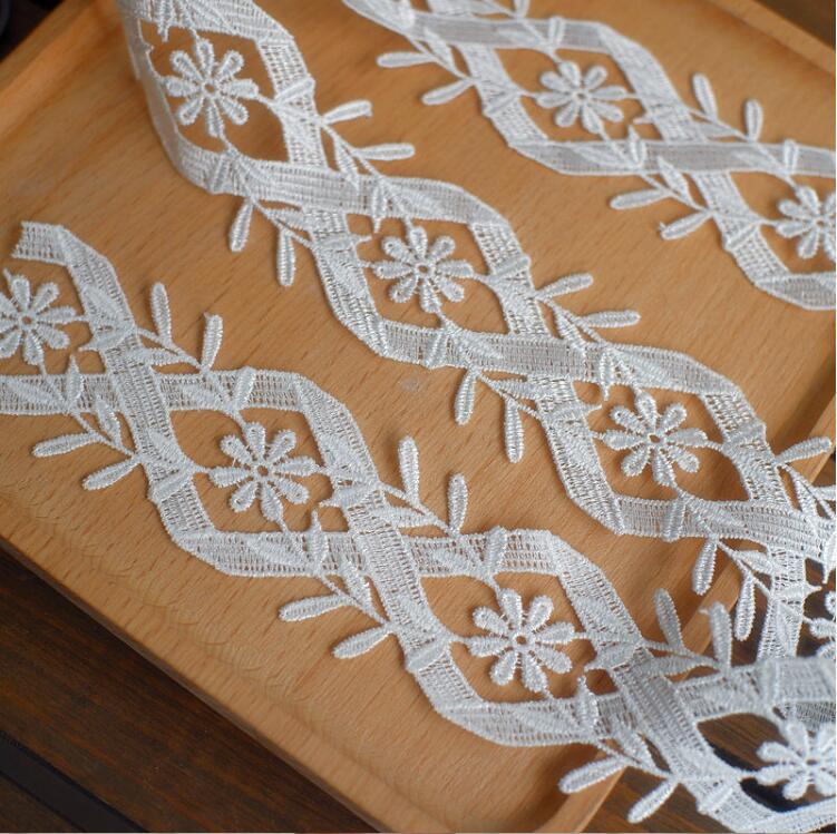 2 Yards Unique Design 2023 New Polyester Embroidered Flower Lace Trim Wedding DIY Lace Ribbon Love Handmade Sewing Crafts 3.7cm