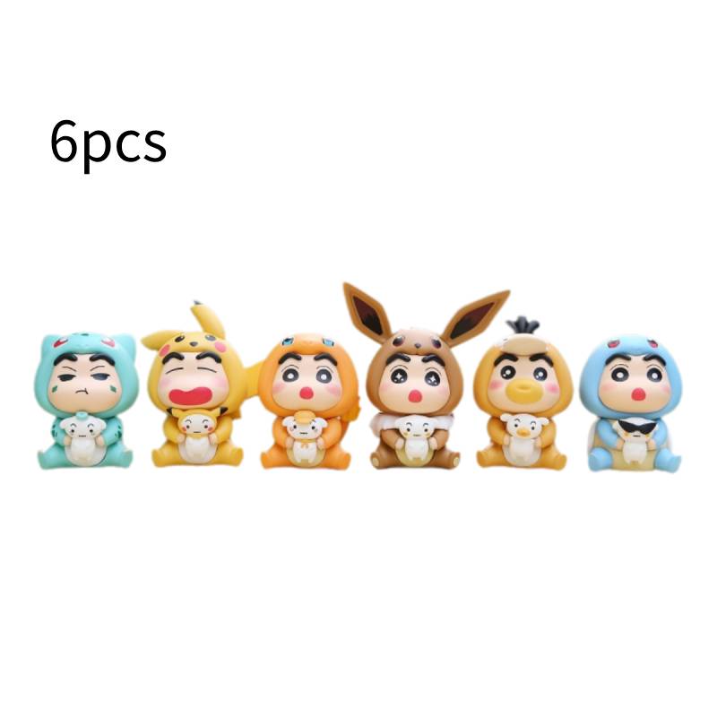 

Shin Crayon Chan Theme Anime Character 6pcs Toy Model Childrens Gift Collection