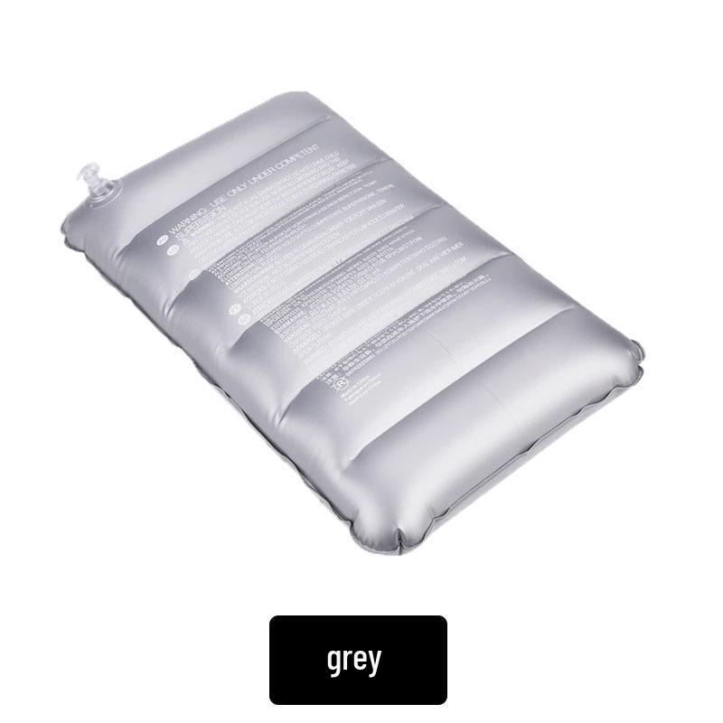 PVC Flocked Inflatable Pillow - Portable Press-to-Inflate Square Cushion for Office, Travel, or Lunch Breaks серый