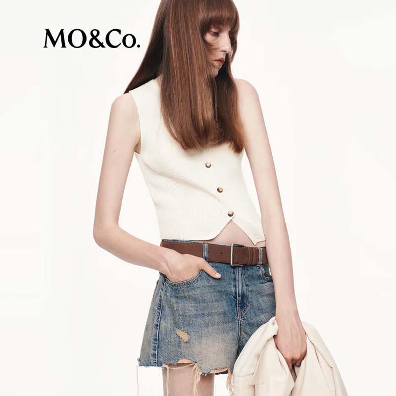 MO&Co. Women's Cropped Wool Knit Vest