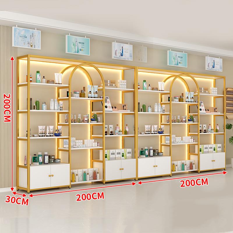 Illuminated Multi-Layer Cosmetic Display Shelf for Salons and Barbershops