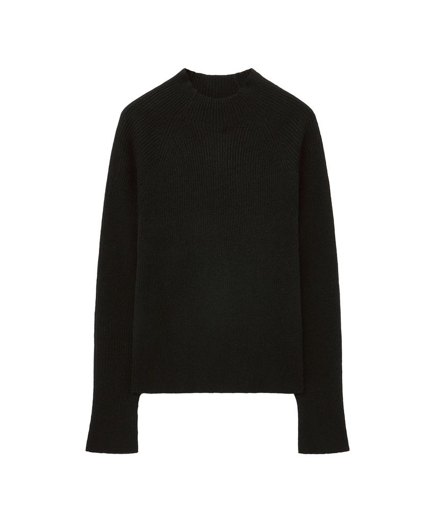 Siyajyu Sikn2157 Mock Neck Ribbed Knit_Black