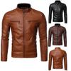 Locomotive Leather Jacket Autumn and Winter Men's European and American Fashion Business Casual Zipper Stand-up Collar Jacket Jacket Tide