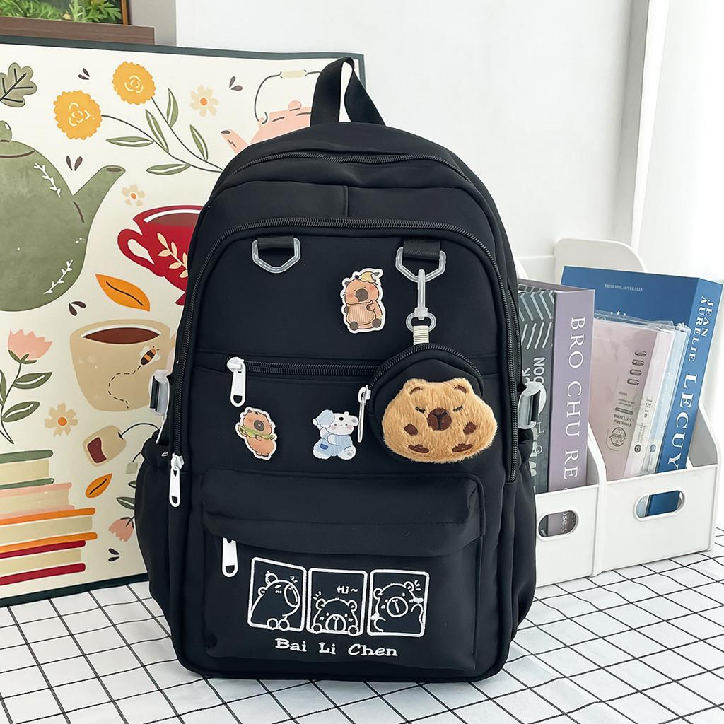 Capybara School Pattern Backpack With Lightweight Material For Teens Adults And