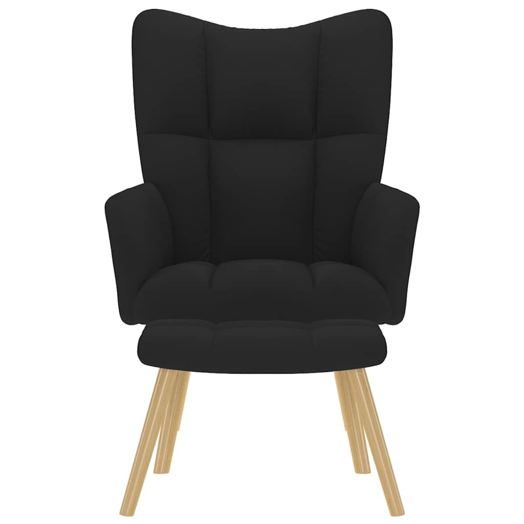Relaxation Armchair with Footstool Black Fabric