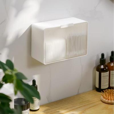 Wall-Mounted ABS Bathroom Mirror Cabinet with Cotton Pad Storage
