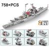 2081pcs Military WW2 Bismarck Battleship Large Boat Cruiser Model Weapon Building Blocks MOC Warship Set Toys for Children Gifts