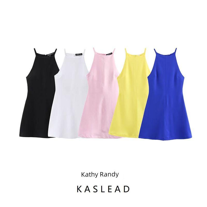 Kaslead New Arrival Women's Clothing Fashion Style Fashion Minimalist Double-Sided Cloth Hanging Collar Dress 3253362