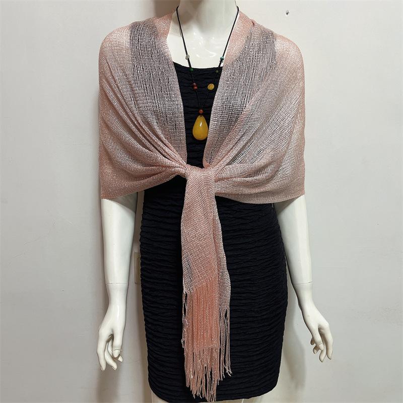 Rayon Scarf, Gold And Silver Silk Flat Scarf, Thin Shawl, Bag Head Scarf, Polyester Scarf, Multi-Color.