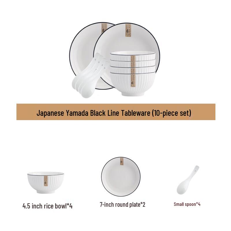 Japanese Style Ceramic Dinnerware Set (10-Piece)