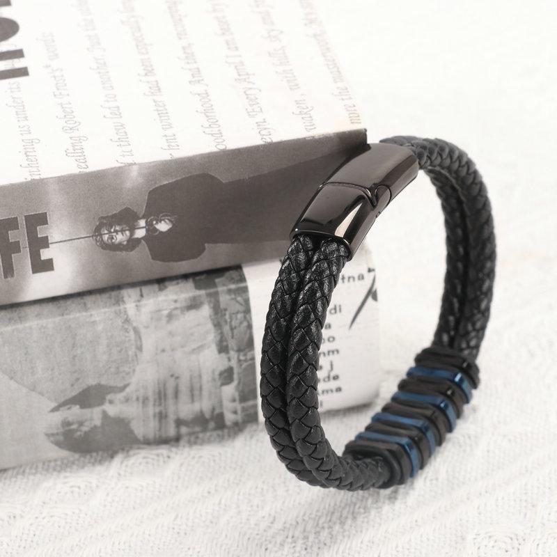 Xia Xin Black Leather Rope Woven Non-Fading Bracelet Personalized Accessories Fashion Bracelet Can Be