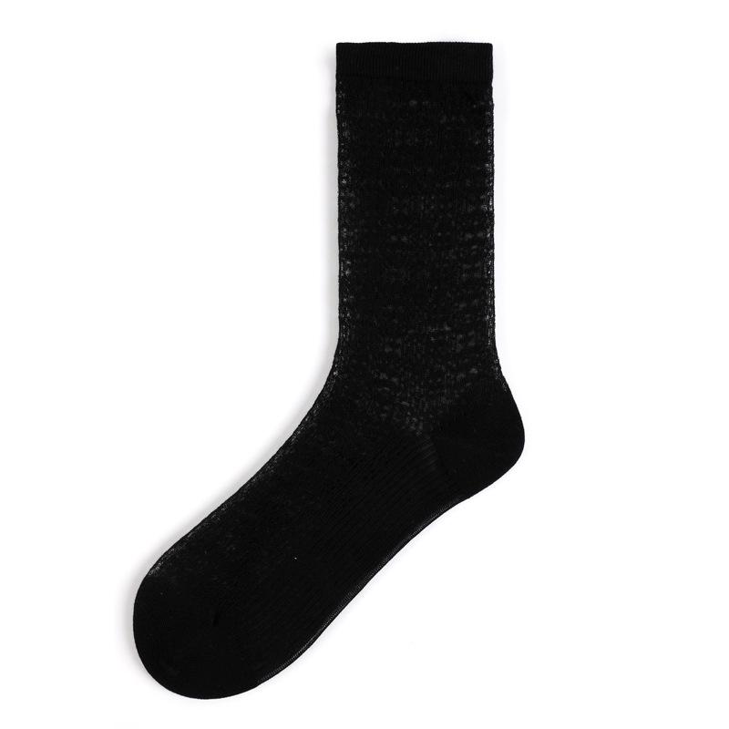 MEIKAN Women s Trendy Mid-Calf Socks – Spring/Summer Breathable Cotton, Contrasting Colors, Piled-Up Design One Size for Women чёрный
