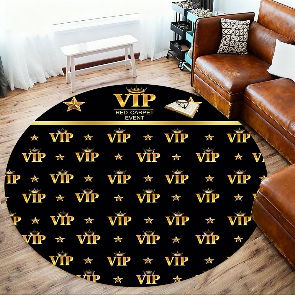 1pc VIP Red Carpet Round Chair mat Area Rug - Non-Slip, Floor Mat for Office, Bedroom, and Indoor Decor -1002260