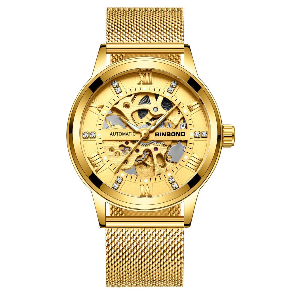Binbond Men s Trendy Automatic Skeleton Waterproof Watch