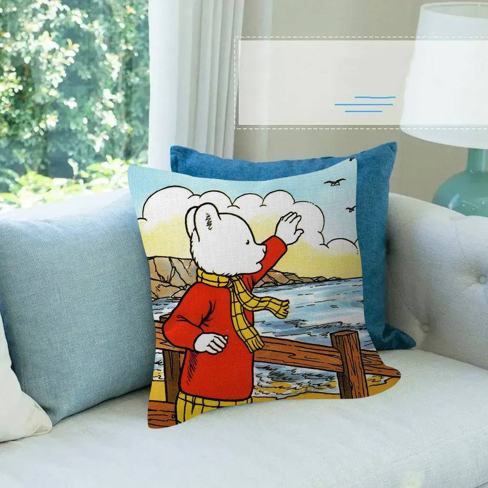 Anime R-Rupert B-Bear Maple Design Cushion Cover Happy Autumn Harvest Decor Holiday Decorati Pillow Cover