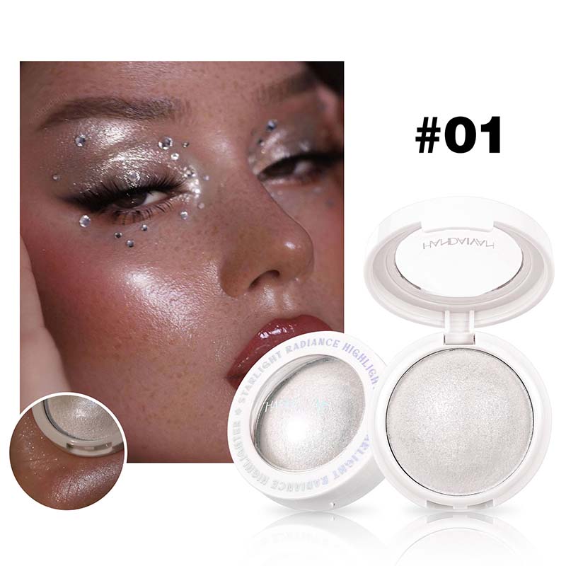 

Monochrome Shimmer Highlighter Palette Waterproofing Pearlescent Peach Blue Glitter Face Contour Brighten Body HANDAIYAN Makeup