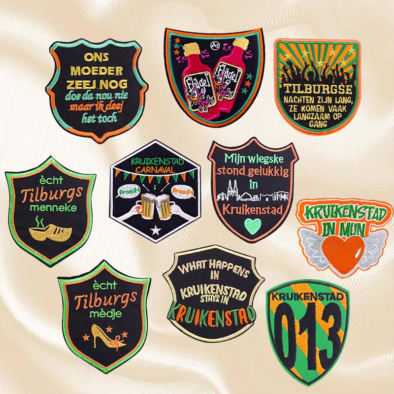 10pcs /Set Netherland Kruikenstad Emblem Embroidered Patches Iron On Patches For Clothing Netherland Carnival Patch Sewing Diy 