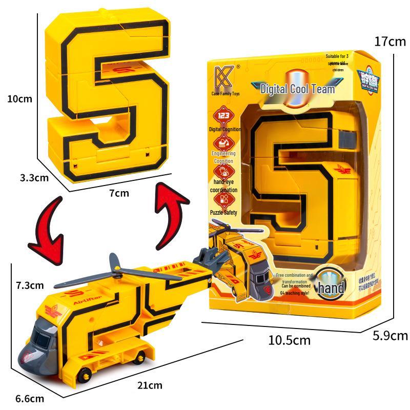 Number Transforming Robot Toy Set for Kids: 0-9 Educational Assembly for Elementary Students