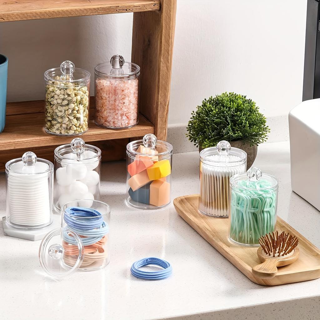 2pcs Transparent Plastic Medicine Can Set, Makeup Storage Box Cotton Balls, Cotton Swabs, Cotton Pads Storage
