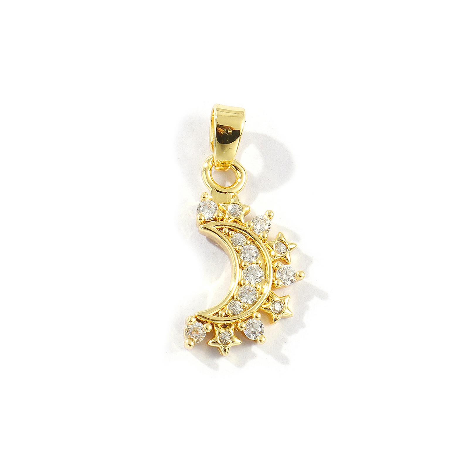 

2 PCs Brass Galaxy Charm Pendant Gold Plated Clear Cubic Zirconia Sun Moon Pendants For DIY Necklace Bracelet Making Findings